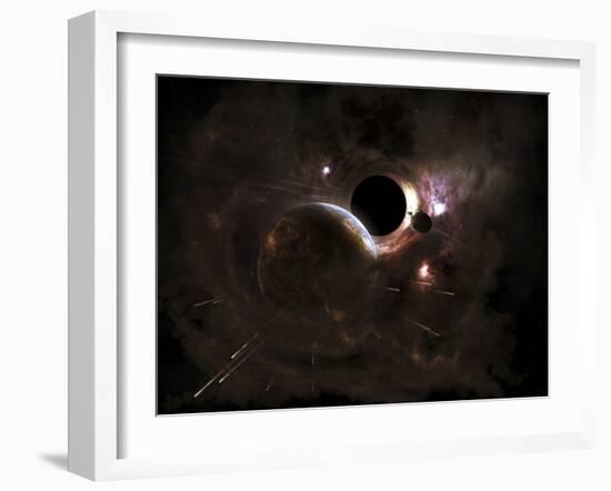 A Planet's Population Fleas in Panic from a Massive Black Hole-Stocktrek Images-Framed Photographic Print