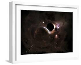 A Planet's Population Fleas in Panic from a Massive Black Hole-Stocktrek Images-Framed Photographic Print