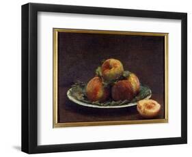 A Plate of Peches Painting by Henri Fantin Latour (Fantin-Latour, 1836-1904) 1880 Sun. 0,26X0,35 M-Henri Fantin-Latour-Framed Giclee Print