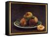 A Plate of Peches Painting by Henri Fantin Latour (Fantin-Latour, 1836-1904) 1880 Sun. 0,26X0,35 M-Henri Fantin-Latour-Framed Stretched Canvas