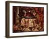 A Platter of Strawberries with Flowers on a Pillow and a Tazza of Figs on a Table Draped with an Em-Antonio Gianlisi-Framed Giclee Print