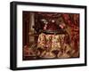 A Platter of Strawberries with Flowers on a Pillow and a Tazza of Figs on a Table Draped with an Em-Antonio Gianlisi-Framed Giclee Print