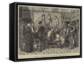 A Play in a London Inn Yard in the Time of Queen Elizabeth-J.M.L. Ralston-Framed Stretched Canvas