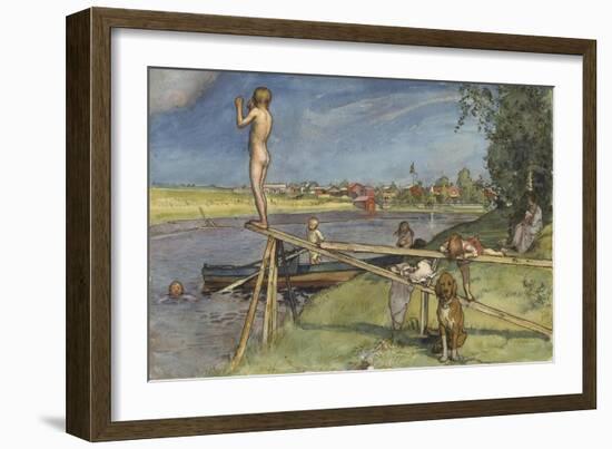 A Pleasant Bathing Place, from 'A Home' series, c.1895-Carl Larsson-Framed Giclee Print