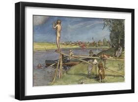 A Pleasant Bathing Place, from 'A Home' series, c.1895-Carl Larsson-Framed Giclee Print
