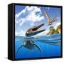 A Plesiopleurodon Jumps Out of the Water, Attacking an Ornithocheirus-null-Framed Stretched Canvas