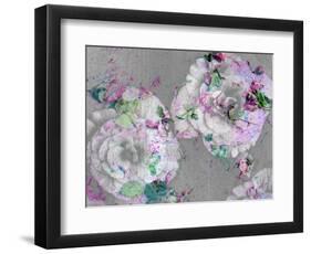 A Poetic Floral Montage from Pink Roses and Begonia Blossoms on Painted Wooden Background-Alaya Gadeh-Framed Photographic Print