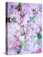 A Poetic Floral Montage from Pink Roses on Painted Texture-Alaya Gadeh-Stretched Canvas