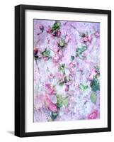 A Poetic Floral Montage from Pink Roses on Painted Texture-Alaya Gadeh-Framed Photographic Print