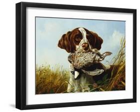 A Pointer with a Quail Amongst Clover-Arthur Fitzwilliam Tait-Framed Giclee Print