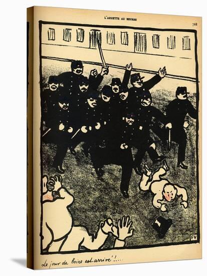 A Police Brigade Charges a Group of Demonstrators-Félix Vallotton-Stretched Canvas