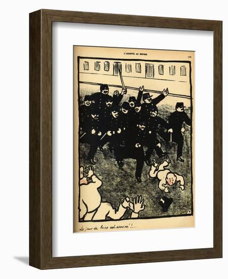 A Police Brigade Charges a Group of Demonstrators-Félix Vallotton-Framed Giclee Print