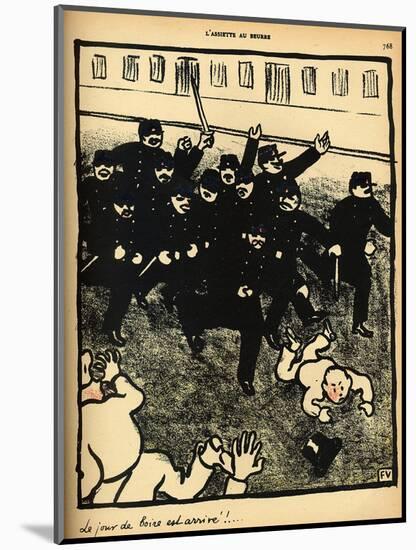 A Police Brigade Charges a Group of Demonstrators-Félix Vallotton-Mounted Giclee Print