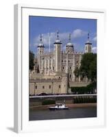 A Police Launch on the River Thames, Passing the Tower of London, England-David Hughes-Framed Photographic Print