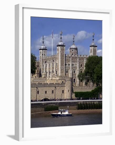 A Police Launch on the River Thames, Passing the Tower of London, England-David Hughes-Framed Photographic Print