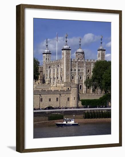 A Police Launch on the River Thames, Passing the Tower of London, England-David Hughes-Framed Photographic Print