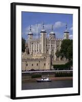 A Police Launch on the River Thames, Passing the Tower of London, England-David Hughes-Framed Photographic Print