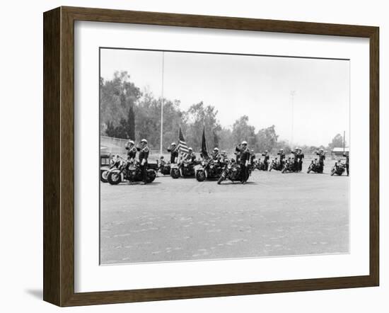 A Police Patrol with their Harley-Davidsons, America-null-Framed Photographic Print