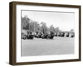 A Police Patrol with their Harley-Davidsons, America-null-Framed Photographic Print