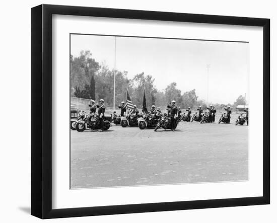 A Police Patrol with their Harley-Davidsons, America-null-Framed Photographic Print