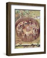 A Pomeiok Indian Fortified Vllage from Admiranda Narratio-Theodore de Bry-Framed Giclee Print