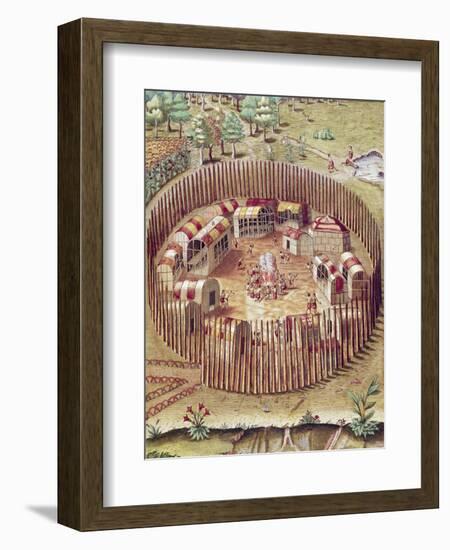 A Pomeiok Indian Fortified Vllage from Admiranda Narratio-Theodore de Bry-Framed Giclee Print