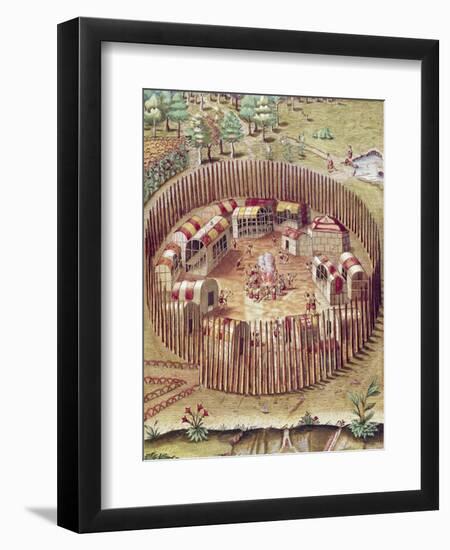 A Pomeiok Indian Fortified Vllage from Admiranda Narratio-Theodore de Bry-Framed Giclee Print