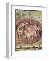 A Pomeiok Indian Fortified Vllage from Admiranda Narratio-Theodore de Bry-Framed Giclee Print