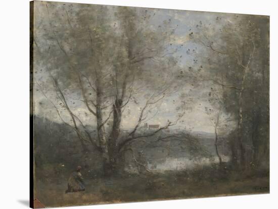 A Pond Seen Through the Trees, C.1855-65-Jean-Baptiste-Camille Corot-Stretched Canvas