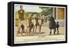 A Poodle Confronts Three Greyhounds-null-Framed Stretched Canvas