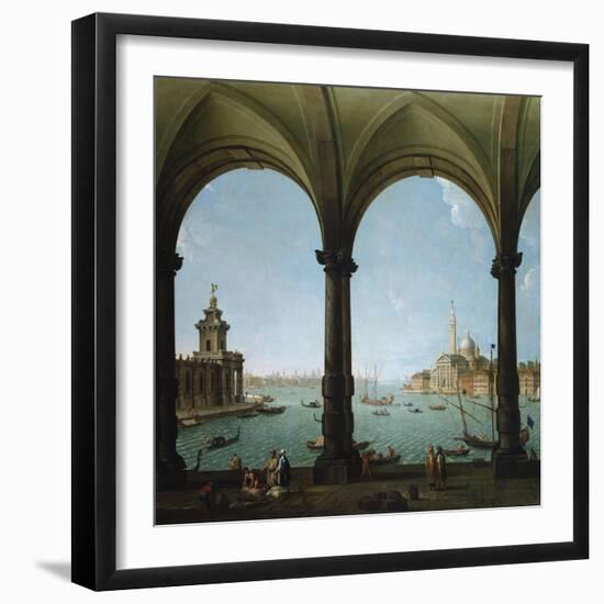 A Portico, with a View of the Bacino, Venice-Giovanni Battista Benvenuti-Framed Premium Giclee Print