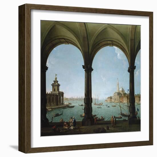 A Portico, with a View of the Bacino, Venice-Giovanni Battista Benvenuti-Framed Giclee Print