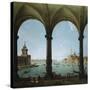 A Portico, with a View of the Bacino, Venice-Giovanni Battista Benvenuti-Stretched Canvas
