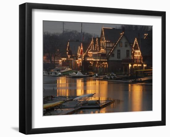 A Portion of Philadelphia's Boathouse Row is Shown at Dusk Thursday-null-Framed Premium Photographic Print