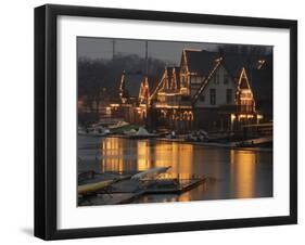 A Portion of Philadelphia's Boathouse Row is Shown at Dusk Thursday-null-Framed Premium Photographic Print