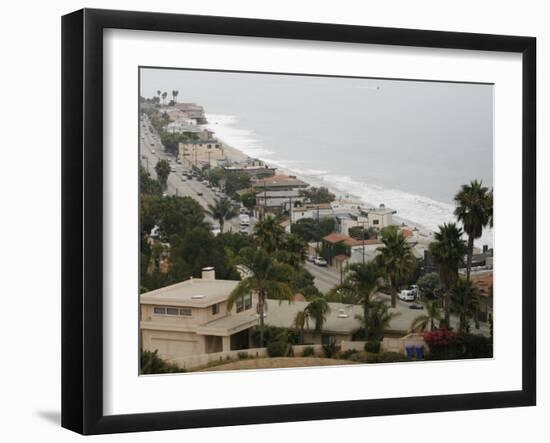 A Portion of the Pacific Coast Highway in Malibu, California, is Shown Monday, July 31, 2006-Damian Dovarganes-Framed Premium Photographic Print