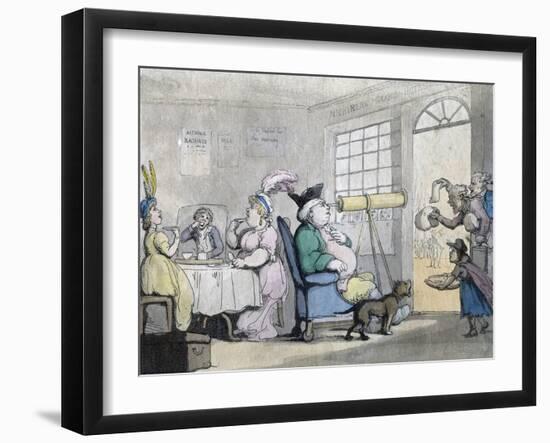A Portly Gentleman Looking Through a Telescope, 19th Century-null-Framed Giclee Print