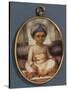 A Portrait Miniature of the Sahibzada, Eldest Son of the Nawab of Oudh, Wearing a Blue Nawabi…-Ozias Humphry-Stretched Canvas