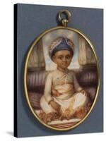 A Portrait Miniature of the Sahibzada, Eldest Son of the Nawab of Oudh, Wearing a Blue Nawabi…-Ozias Humphry-Stretched Canvas