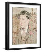 A Portrait of a Boy, Bust Length, Wearing a Grey Suit and Pink Cravat, in a Summer Landscape, 1910-John Quinton Pringle-Framed Giclee Print