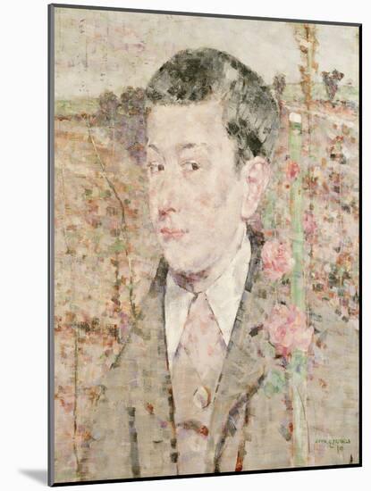 A Portrait of a Boy, Bust Length, Wearing a Grey Suit and Pink Cravat, in a Summer Landscape, 1910-John Quinton Pringle-Mounted Giclee Print