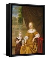 A Portrait of a Lady, Seated by a Table, with Her Daughter, 1686-Pieter van Slingelandt-Framed Stretched Canvas
