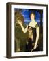 A Portrait of a Lady with a Parakeet in a Tropical Landscape-Miguel Viladrich-Framed Giclee Print