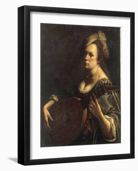 A Portrait of a Woman playing the Lute, possibly a Self-Portrait of the Artist, c.1615-Artemisia Gentileschi-Framed Giclee Print