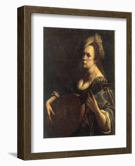 A Portrait of a Woman playing the Lute, possibly a Self-Portrait of the Artist, c.1615-Artemisia Gentileschi-Framed Giclee Print