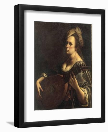 A Portrait of a Woman playing the Lute, possibly a Self-Portrait of the Artist, c.1615-Artemisia Gentileschi-Framed Giclee Print