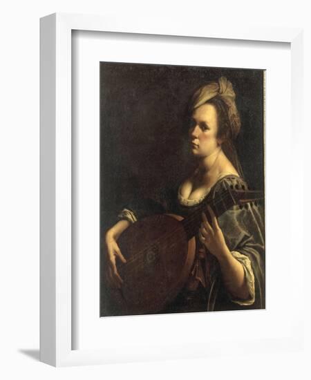 A Portrait of a Woman playing the Lute, possibly a Self-Portrait of the Artist, c.1615-Artemisia Gentileschi-Framed Giclee Print