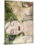 A Portrait of a Woman with Closed Eyes, Green Hair and Full Red Lips-Alaya Gadeh-Mounted Photographic Print