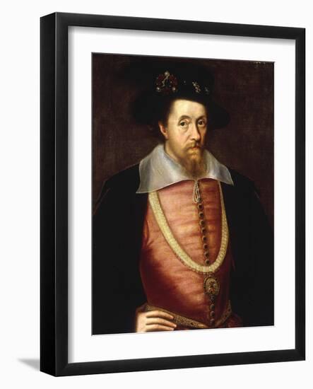 A Portrait of James I of England, VI of Scottland-John De Critz-Framed Giclee Print