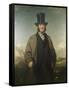 A Portrait of Robert Baird of Auchmedden, in a Grey Coat, Black Suit and a Top Hat-John Watson Gordon-Framed Stretched Canvas